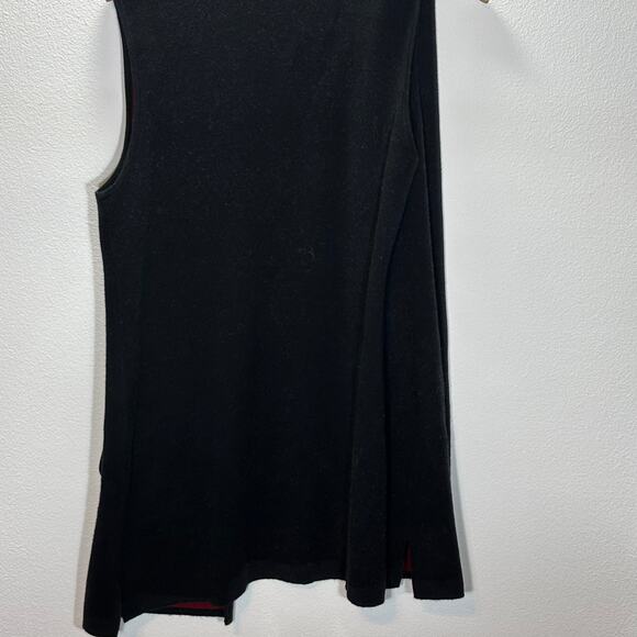 Chico’s Reversible Knit Vest Size 2 (L) Black Red Open Front Sleeveless Pockets - Picture 4 of 5